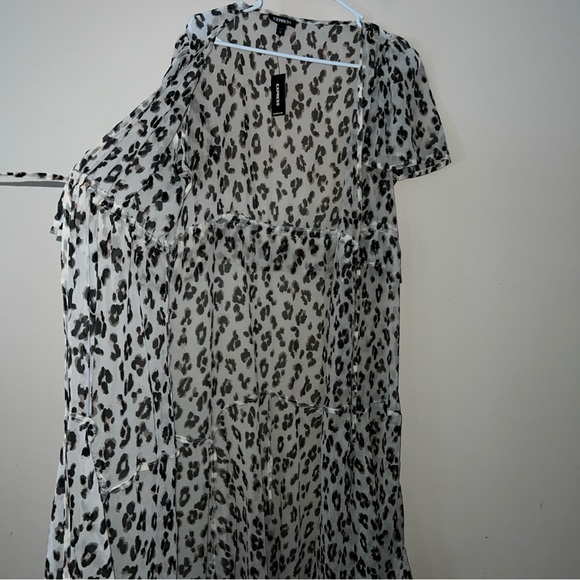 Express Sheer Animal Print Leopard Kimono Duster Boho Coverup Women’s Size XS - Picture 6 of 10